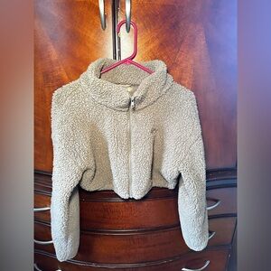 Skims Cropped Teddy Jacket; size XS